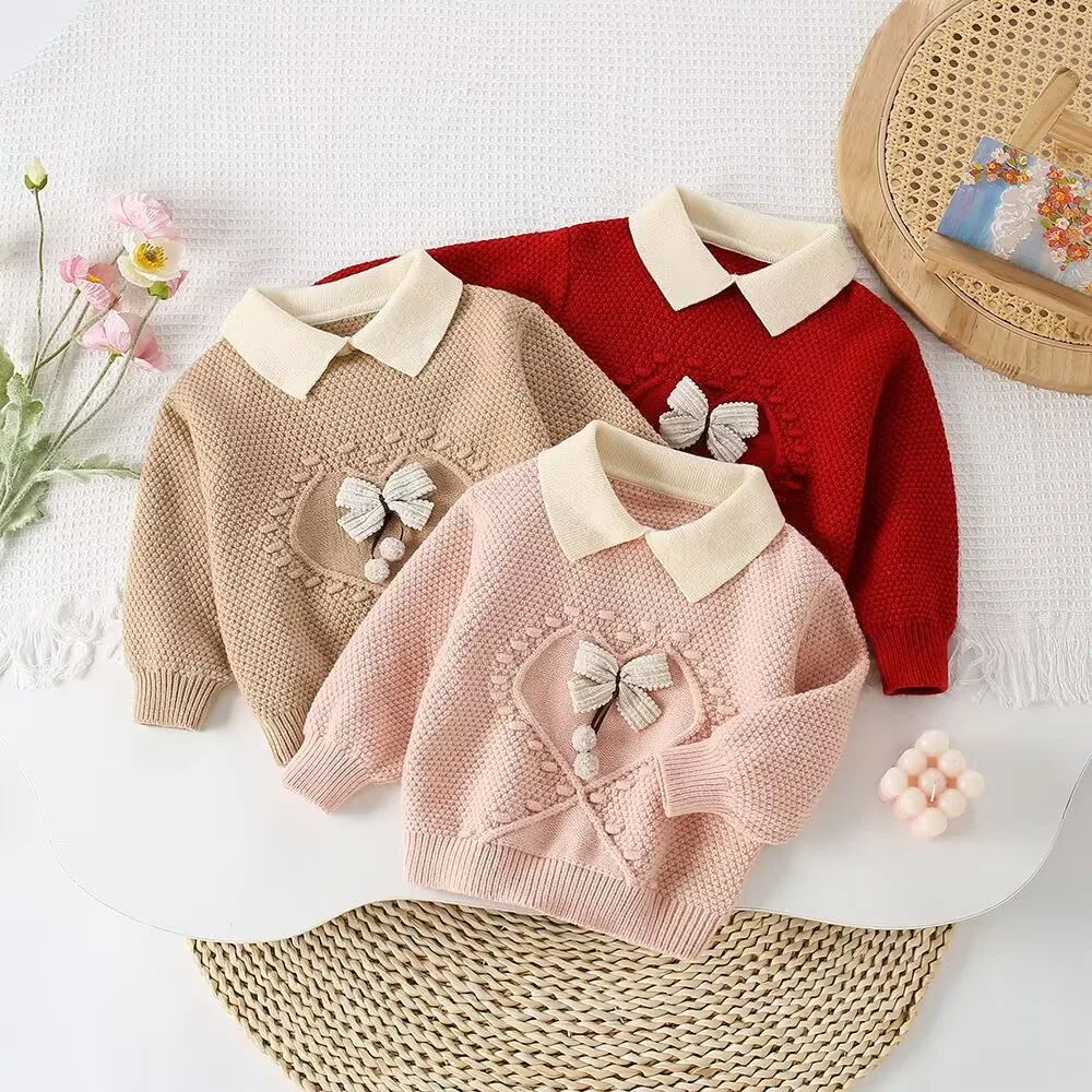 MILANCEL Nuovo Autunno Bambini Maglione Set 9M-5T Cute Bow Ragazze Pullover lavorato a maglia + Gonne Versione coreana Bambini Autunno Maglia Outfit 4