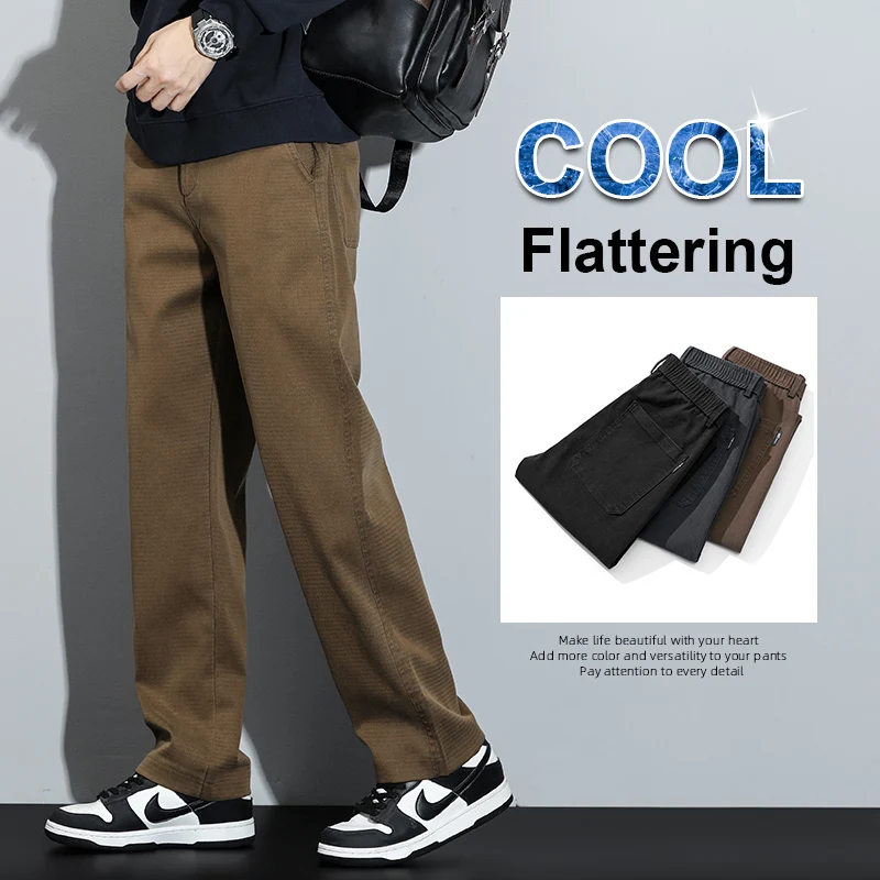 Jeans da uomo Lyocell dritti larghi in vita elastica 2025 Autunno Inverno Marchio di moda Pantaloni comodi e versatili Taglie forti 5XL 2