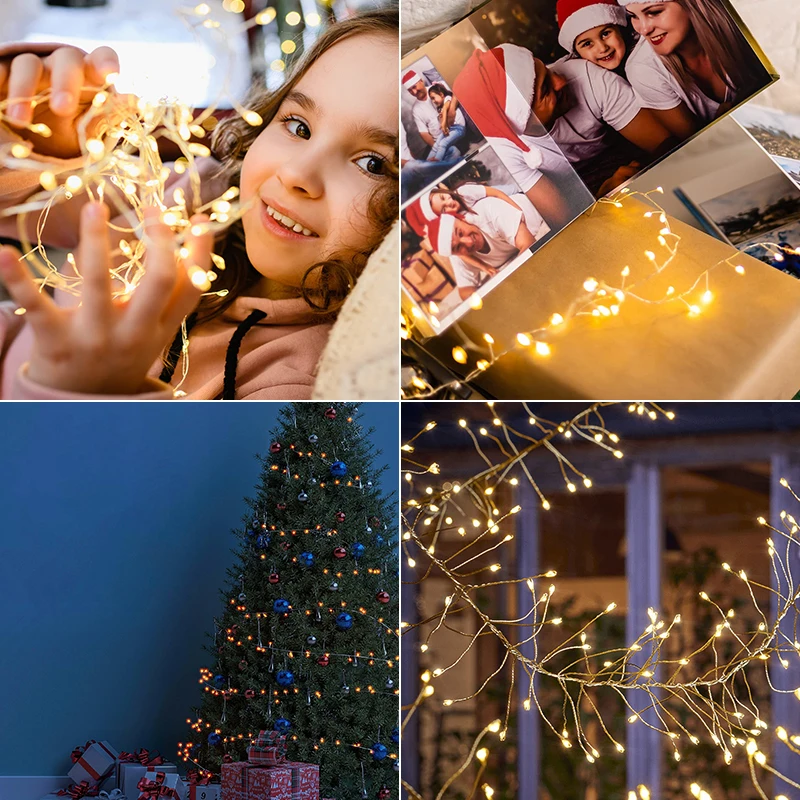 36M Cluster Filo d'argento Ghirlanda Luci della stringa Decorazione LED impermeabile per esterni Ghirlanda Spina 220V 8 modalità Lampada 5
