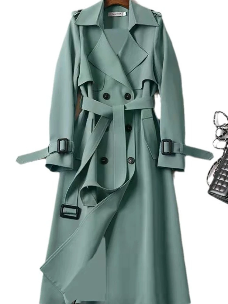 Primavera Autunno Novità nella giacca a vento da donna alla moda a maniche lunghe con allacciatura elegante cappotto giacca a vento per pendolari con temperamento 4