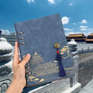 Quaderno vuoto in stile retrò con ciondolo con nappa Collezione di francobolli da viaggio Quaderno a fogli mobili A5 B5 Planner Agneda 2025 200 pagine 1