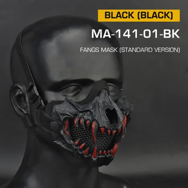 Maschera per feste con teschio di Halloween Denti lunghi Scheletro di demone Mezza maschera Dress Up Dragongod Yaksha Tengu Dente Skullmask Costo cosplay 3