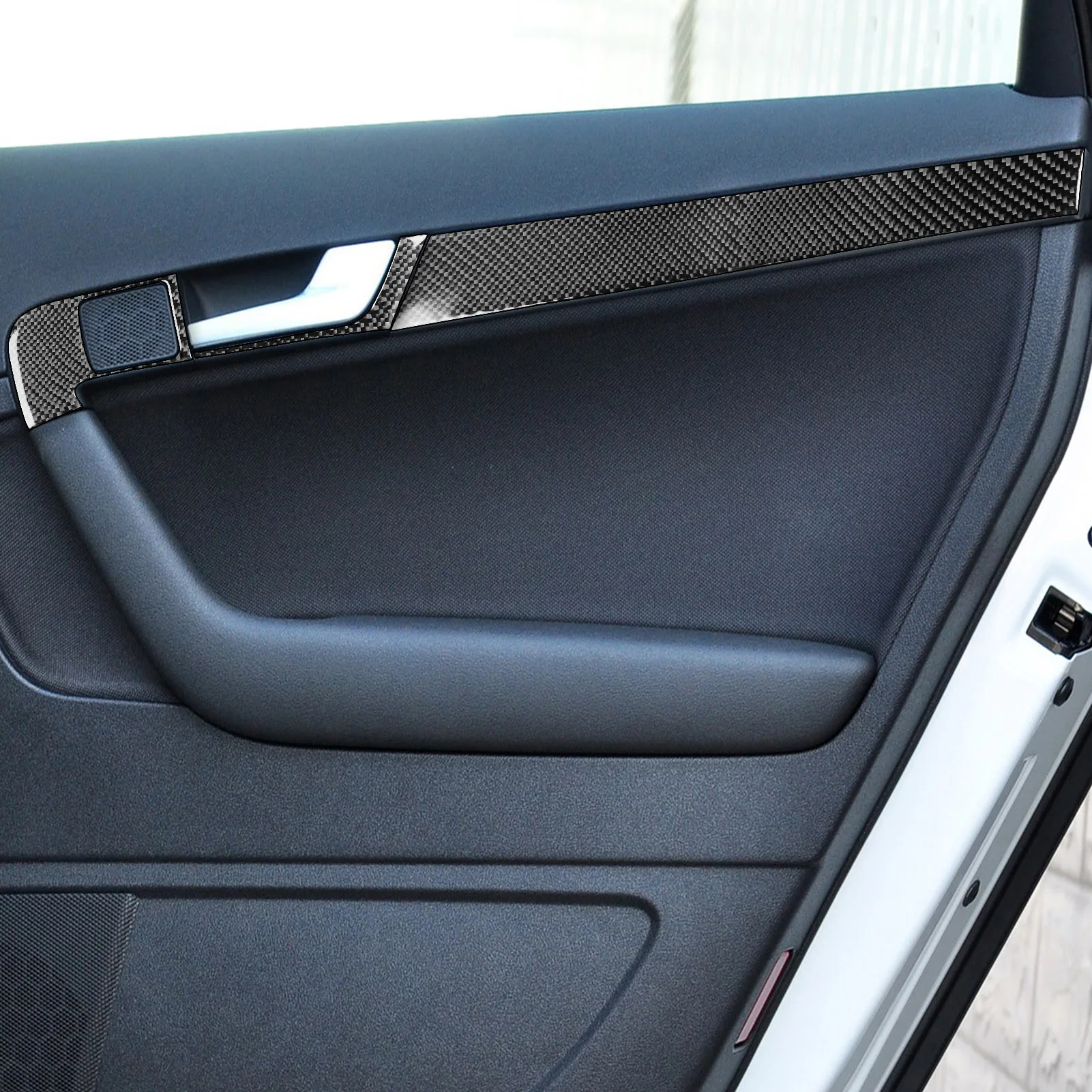 Per Audi A3 S3 8P 2006 2007 Porta In Fibra di Carbonio Maniglia Telaio Pannello di Rivestimento striscia Accessori Per Interni Auto Adesivi Decorativi 3