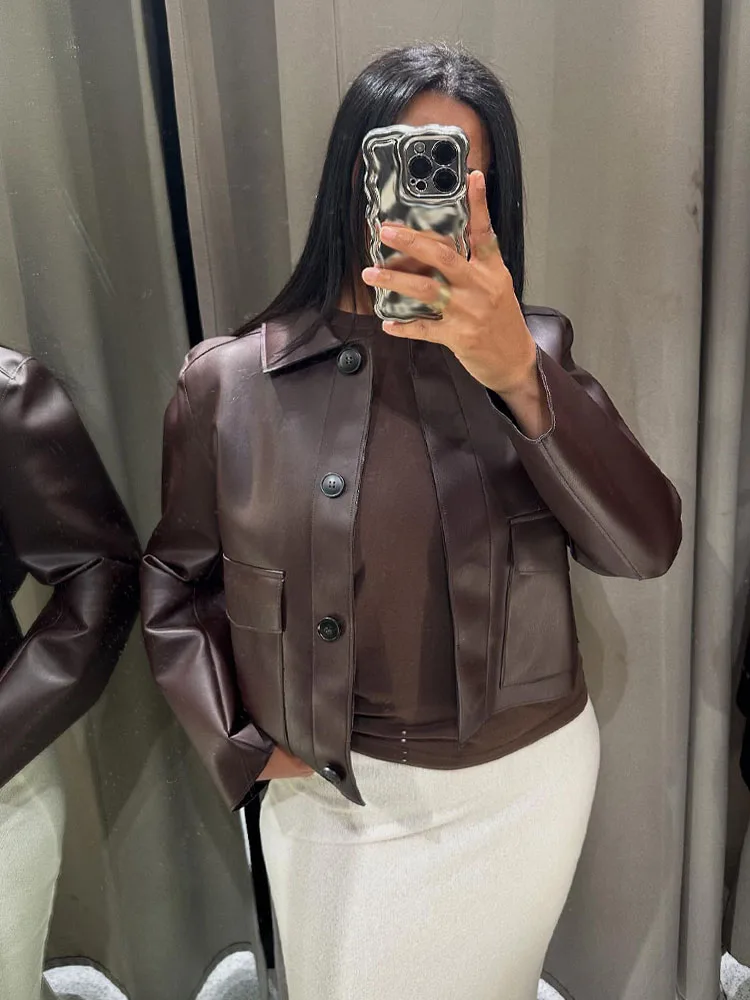 HH Donna Autunno Nuovi Cappotti di Moda Solido Colletto rovesciato Maniche lunghe Tasca monopetto Giacche stile Streetweer femminile 1