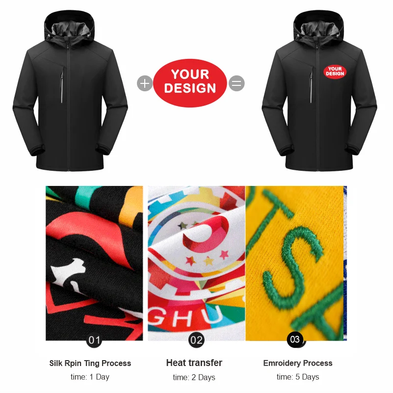 Giacca invernale con LOGO personalizzato Giacca a vento spessa calda impermeabile Design del marchio Cappotto antivento da esterno con ricamo stampato 5