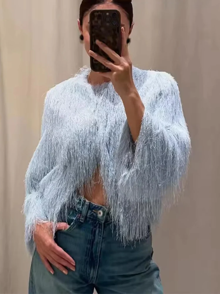 Cappotti corti con decorazione nappa Giacche con maniche da polso alla moda da donna per donna 2025 Capispalla casual da donna elegante da ufficio 2