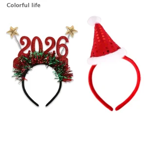 2026 Capodanno Festa della vigilia di Natale Copricapo Accessori per costumi di Natale per bambini/adulti Servizio fotografico per le vacanze Prop 1