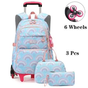 Borsa con ruote Studenti Borse da scuola con ruote Zaino impermeabile per bambini Zaini scolastici a 6 ruote Trolley per scuola media 1
