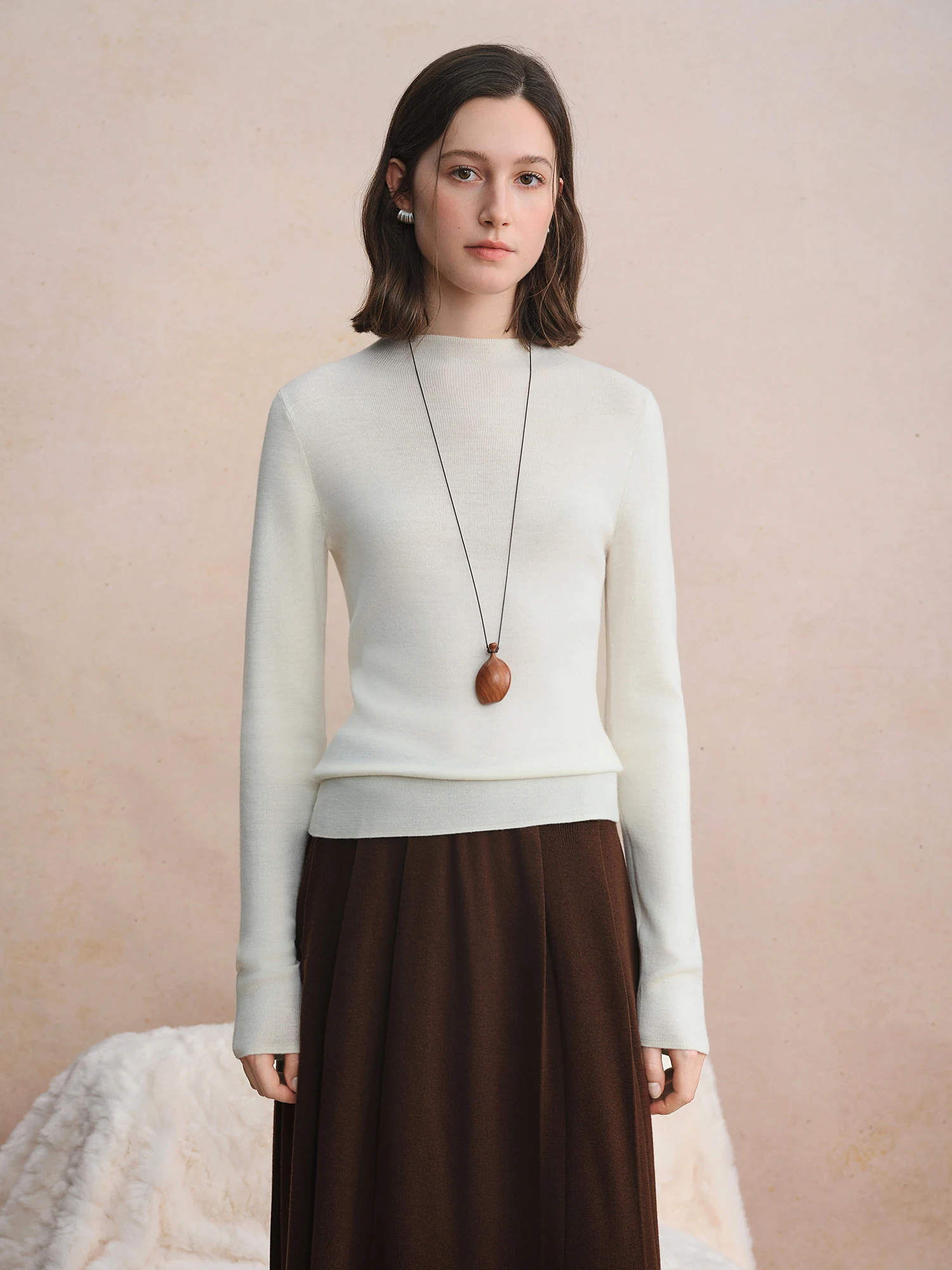 DUSHU T-shirt da donna in misto lana termica 2025 inverno caldo manica lunga lavorata a maglia strato base top multicolore casual confortevole 3