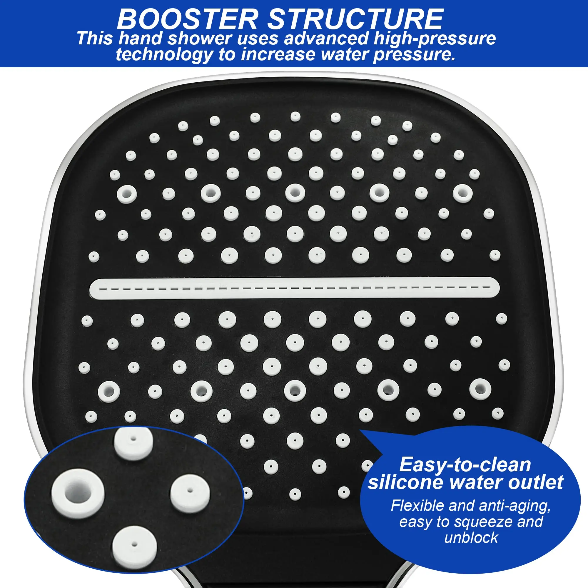 Soffione doccia grande 7 modalità Soffione doccia regolabile Bagno Miscelatore doccia ad alta pressione a risparmio idrico Ugelli Accessori per il bagno 5