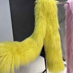 YOLOAgain 2025 Scialle da donna con sciarpa in vera pelliccia di pecora della Mongolia calda invernale 1