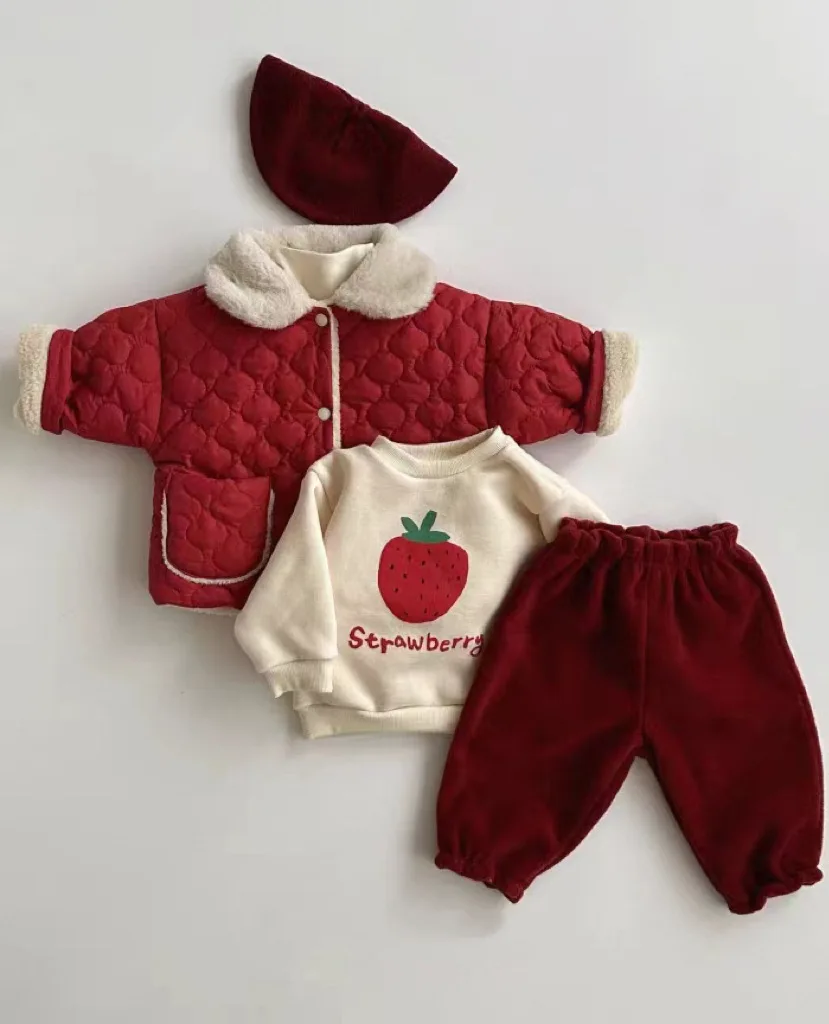 Autunno inverno Ins bambini più velluto addensare cappotto di cotone ragazza bambino moda solido risvolto top bambino ragazzo in pile caldo giacca Casual 6