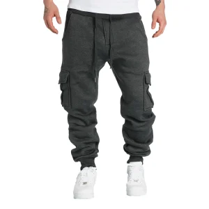 Pantaloni sportivi da uomo con vestibilità dritta Pantaloni sportivi larghi oversize con coulisse Pantaloni sportivi streetwear Pantaloni casual multitasche 1