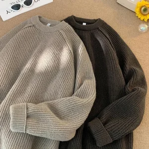 TFETTERS Maglioni di marca Trend 2025 Uomo Autunno Inverno Tinta unita Splicing Allentato O Collo Pullover oversize Nuovo Uomo Movimento Vestiti 1