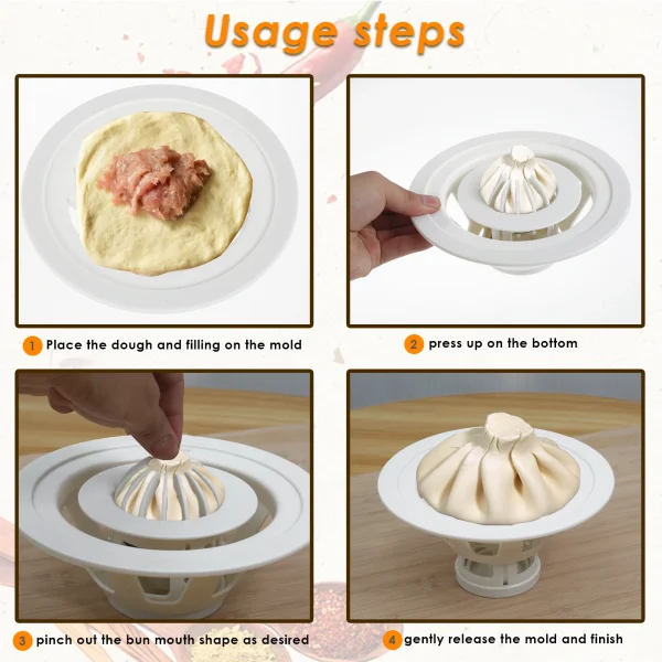 Stampo per fare Baozi a forma di fiore Stampo per panini al vapore a forma di fiore Stampo semplice fatto a mano per stampo da cucina fai-da-te Stampo per panino Baozi Handbanary 3