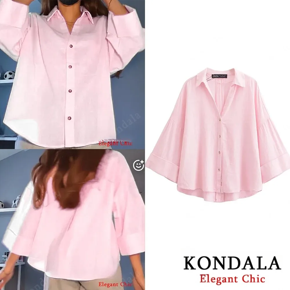 Camicia allentata casual da donna autunno Camicia a maniche larghe con bottoni bavero 2025 Nuova camicia versatile per le vacanze minimaliste primavera autunno 6