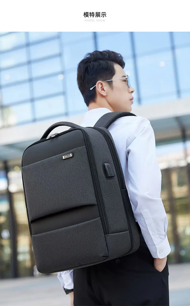 Zaino per laptop da 18 pollici Borse di ricarica USB Zaini da uomo di moda di grande capacità Zaino da viaggio d'affari scolastico 6