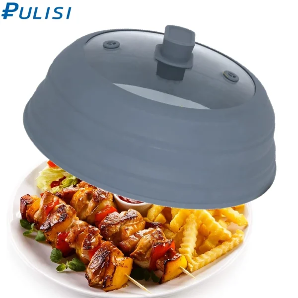 Copertura per schizzi a microonde coperchio in vetro coperchio di protezione per schizzi Silicone pieghevole per coperchio per pentole per alimenti coperchio per piatti 10.5in utensili da cucina 1