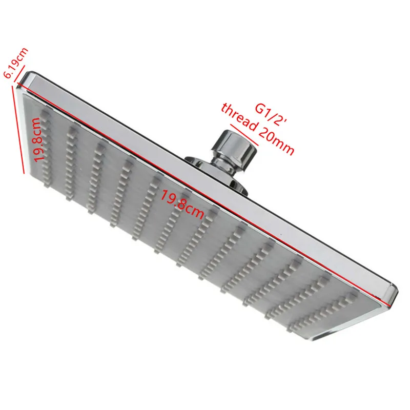 Piazza 20*20 centimetri ABS soffioni Doccia Bagno 8 pollici Doccia A Pioggia Testa Doccia a Pioggia Con Finitura Cromata 2