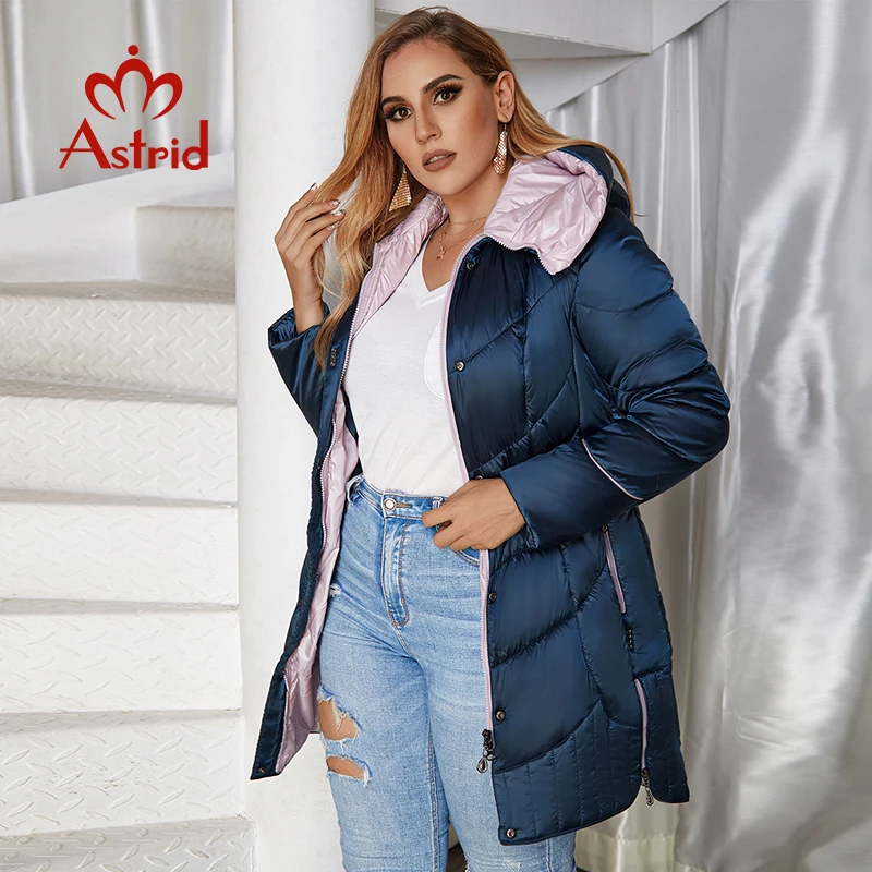 Astrid 2022 Primavera Autunno giacca da donna cappotto Casual Parka da donna femminile con cappuccio Plus Size Cappotti stile moda migliore AM-5810 3