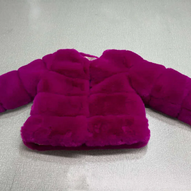 Cappotto di pelliccia per ragazze Giacca in cotone Capispalla Cappotto 2025 Solido caldo addensato più velluto Autunno inverno Adolescente Fuzzy Abbigliamento per bambini 6