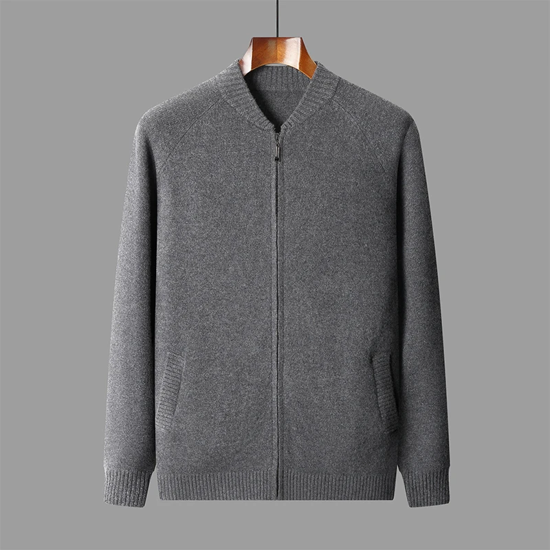 Tasca Autunno/Inverno nuovo 100% lana merino cashmere Cardigan da uomo O-Collo pullover fondo caldo camicia in maglia top 3