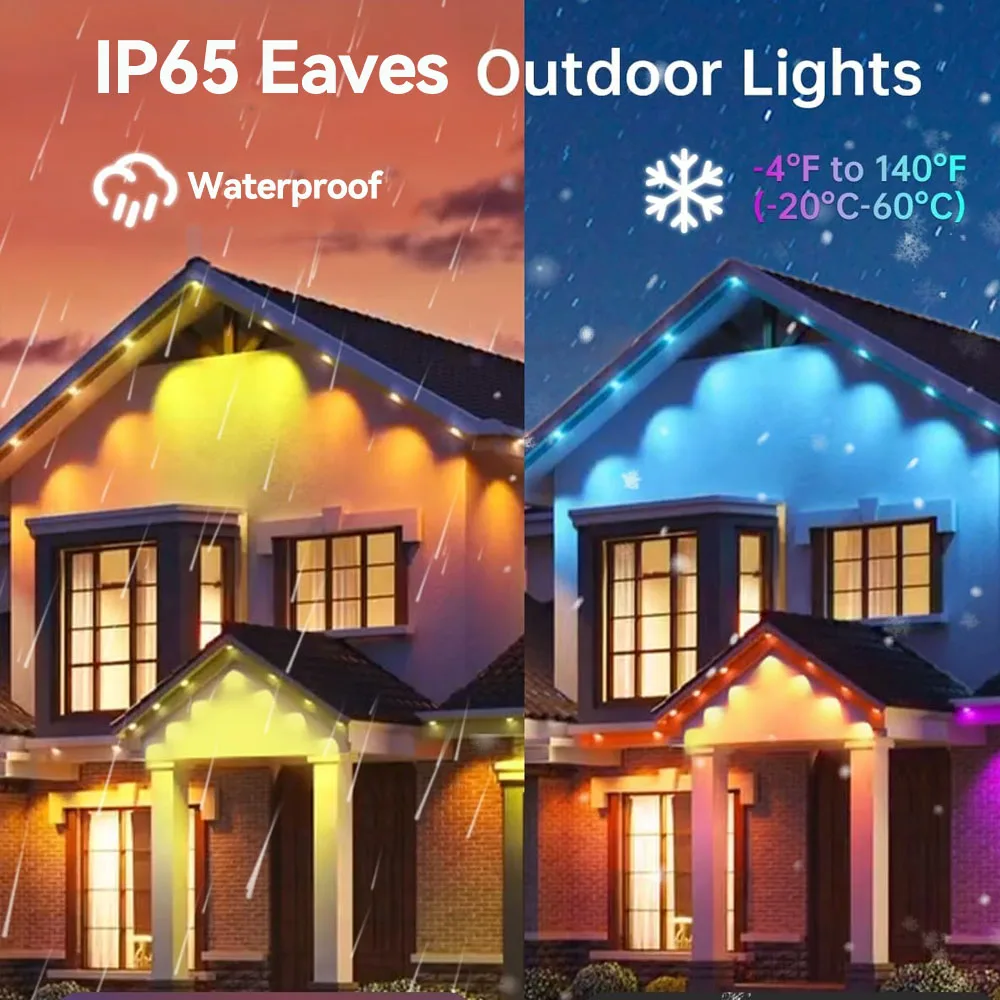 100FT/30M Luce Permanente 60LED Gronda RGB Stringa di Luce Bluetooth Luce Esterna Musica Timer IP65 Impermeabile Festa Decorazione di Festa 3