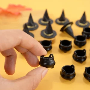 10 pezzi decorazioni per cappelli da strega di Halloween cappelli in miniatura vasi per calderoni bollitore ornamento festa di Halloween decorazione della casa artigianato fai da te 1