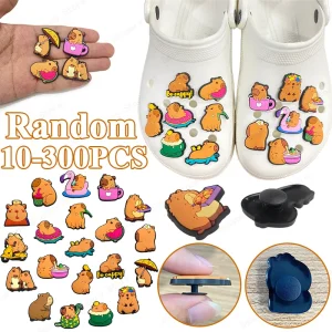 10-300 pezzi in PVC carino capibara ciondoli per scarpe animale divertente relax decorazioni per cartoni animati per zoccoli sandali fibbia per scarpe accessori regali per feste 1