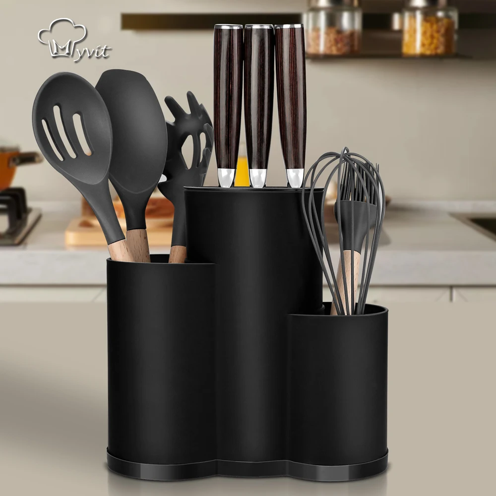 Supporto per coltelli supporto per coltelli supporti in plastica multifunzione per utensili per posate blocco inserito serbatoio di stoccaggio accessori da cucina 1