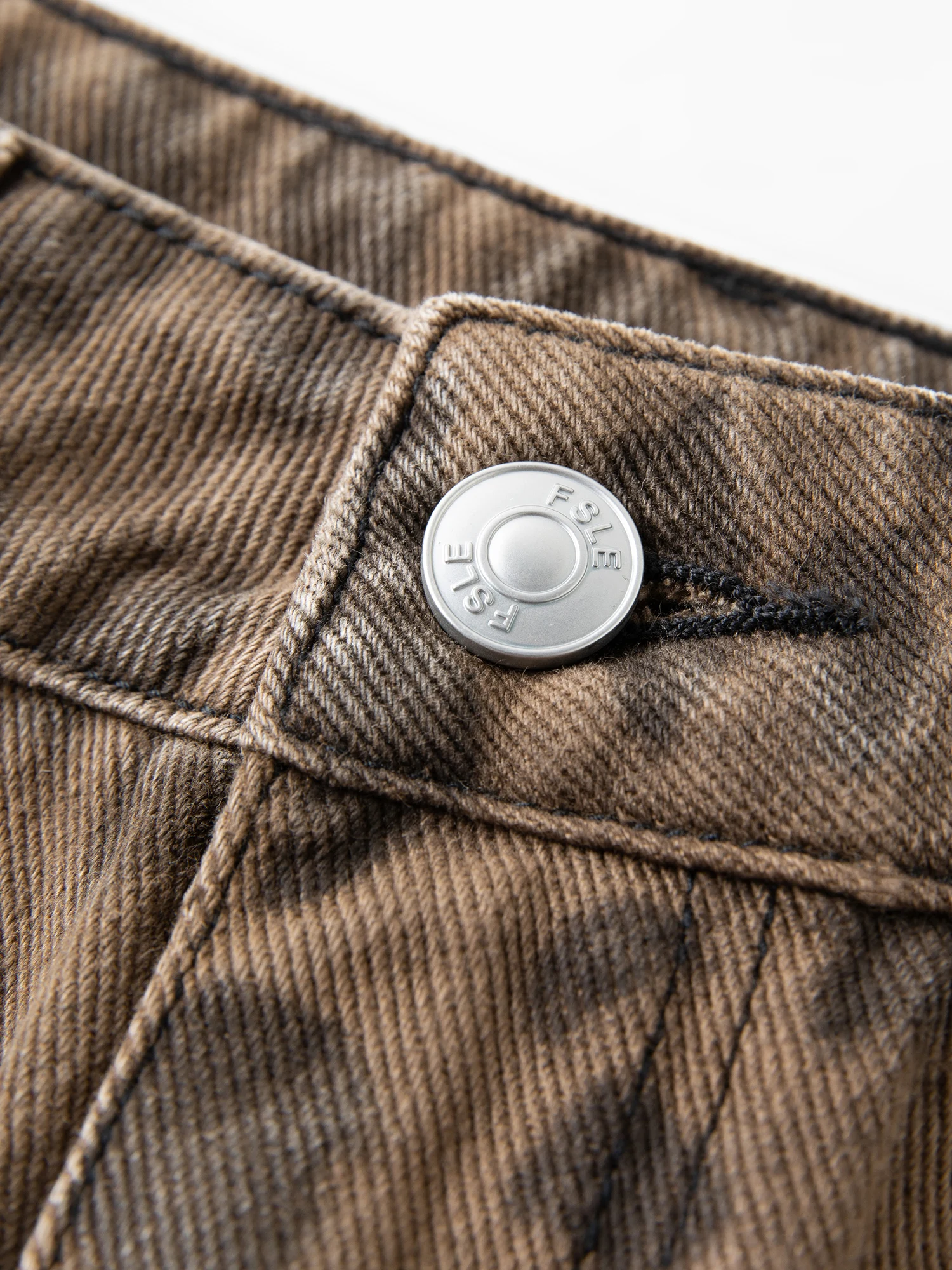 FSLE 2025 Jeans da donna nuovi Pantaloni chic marroni a gamba dritta Pantaloni casual slim fit in denim lavato a vita alta con controllo della pancia 5