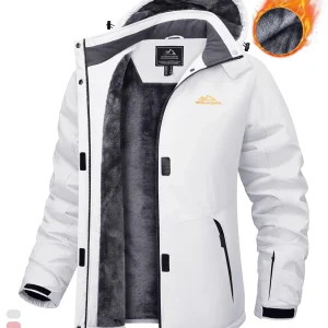 TACVASEN Inverno Giacca con Cappuccio e Fodera di Veluto per Donne Sci Snowboard Cappotto Caldo Impermeabile 5 Tasche con Cerniera Giacca Esterna 1