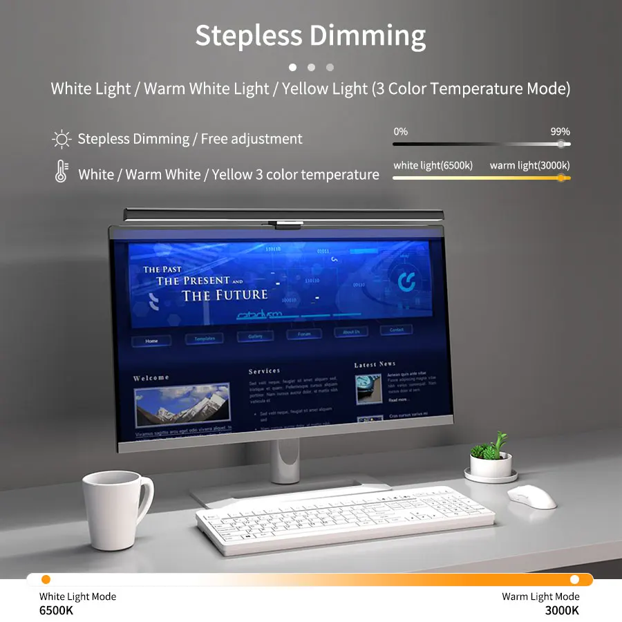 Lampada da tavolo USB con regolazione continua dello schermo della barra luminosa del Monitor del Computer da 50cm per lampada da tavolo con luce di lettura dello studio 3