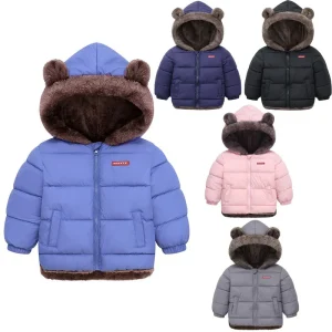 Neonate ragazze giacche spesse capispalla invernale in cotone con cappuccio cappotto in pile imbottito in Cashmere per bambini vestiti caldi della tuta da neve per bambini 1