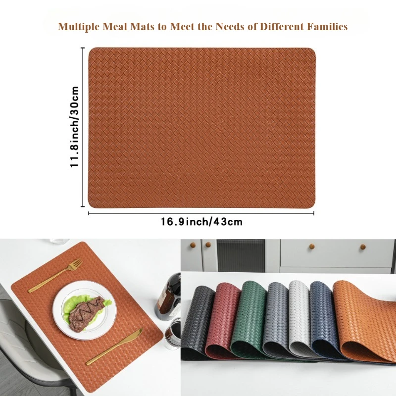 Tovagliette in PU intrecciato fronte-retro nordico - Resistente al calore 100 ° Set antiscivolo C (1-10 pezzi), tovagliette 43x30 cm di livello hotel per l'arredamento del pranzo 3