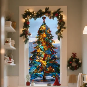 1 pz 2D Decorazione Di Natale Adesivi Per Finestre Regali di Babbo Natale Buon Natale 2025 Albero di Natale Finestra Adesivo In Vetro Regalo di Capodanno 2026 1