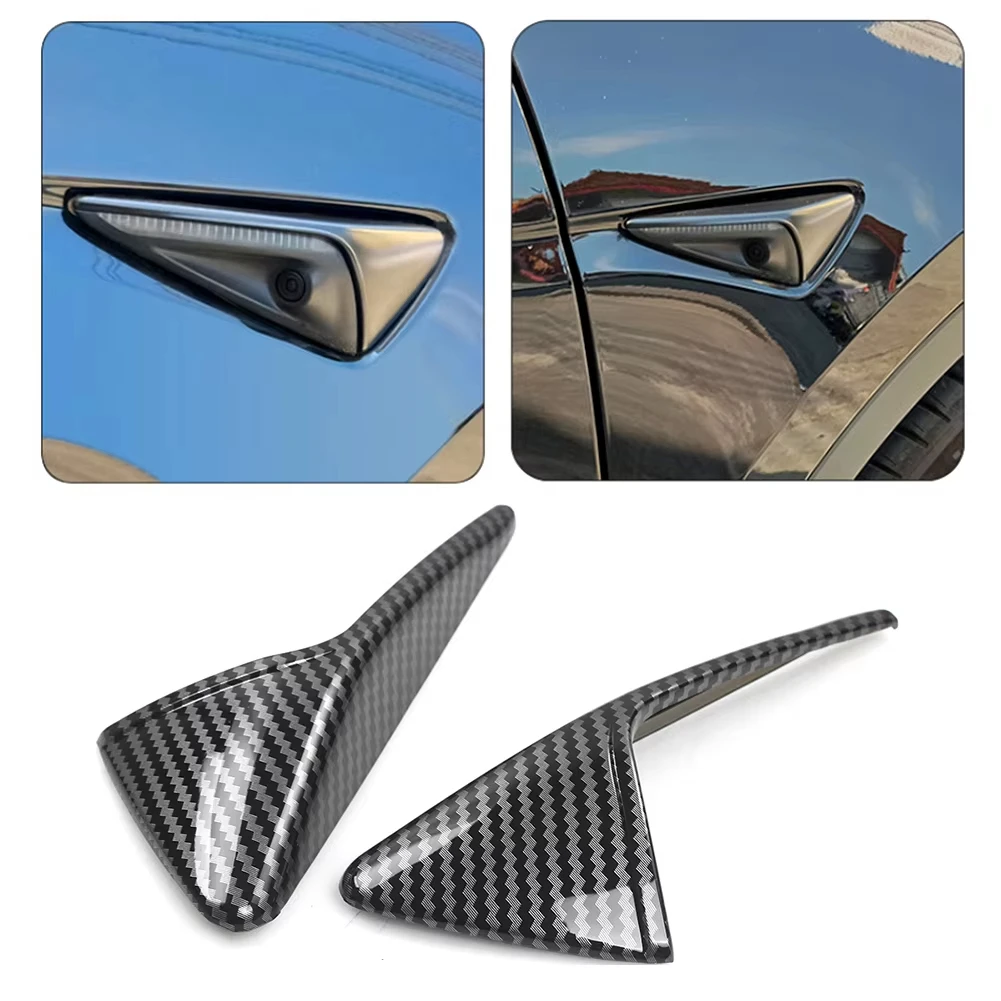 Copertura di protezione della fotocamera laterale per Tesla Model 3/Y/X/S Copertura del rivestimento del parafango in fibra di carbonio Accessori per la modifica dell'auto Tesla 2017-2022 4