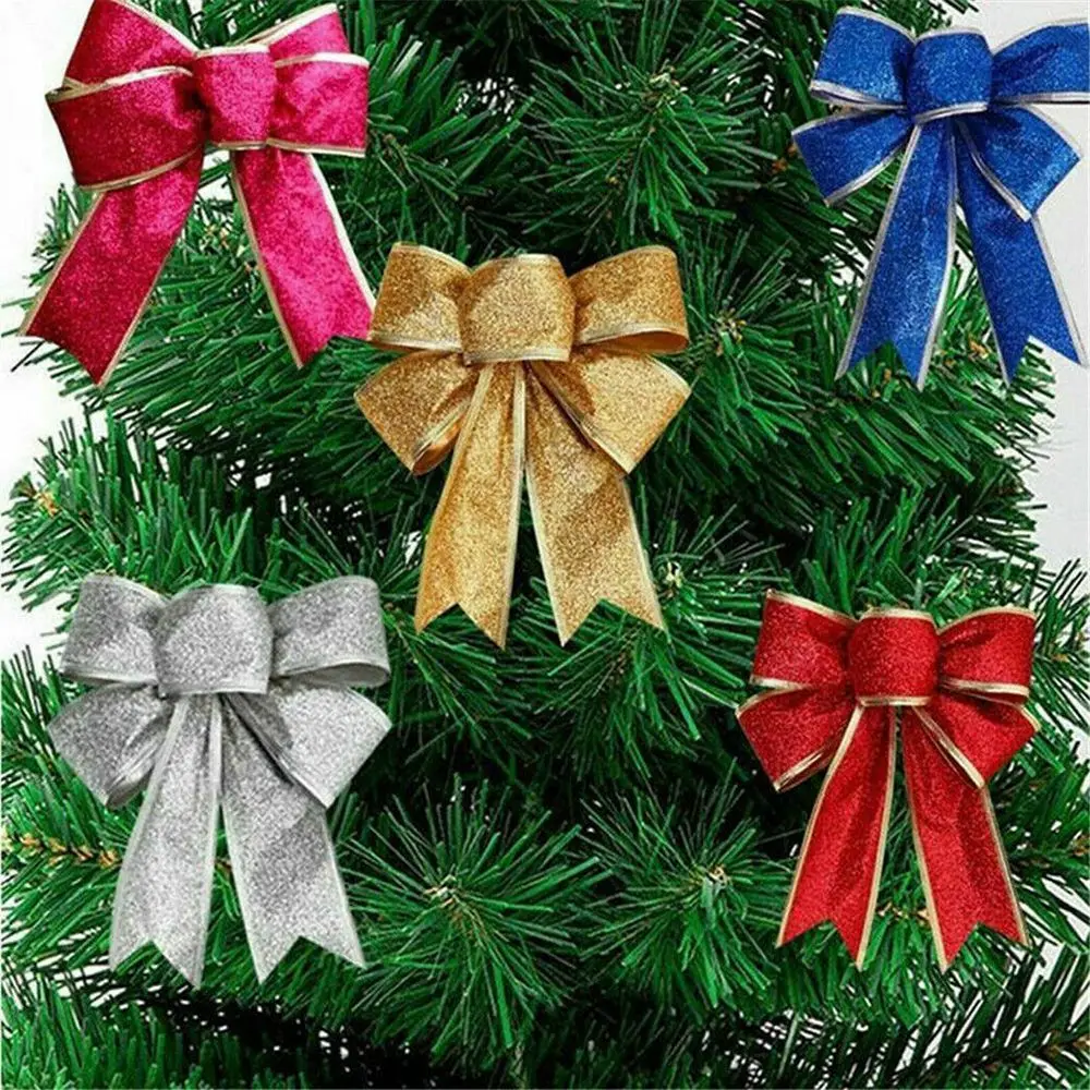 Decorazione di Capodanno Ciondolo appeso Archi di Natale Bowknot Archi di nastro Forniture per feste di Natale Decorazioni per la casa Ornamenti per l'albero di Natale 3