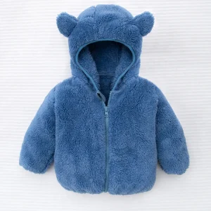 Inverno nuovo neonato spesso con cappuccio teddy bear ear coat con tessuto in pile corallo per calore accessori per bambini 1