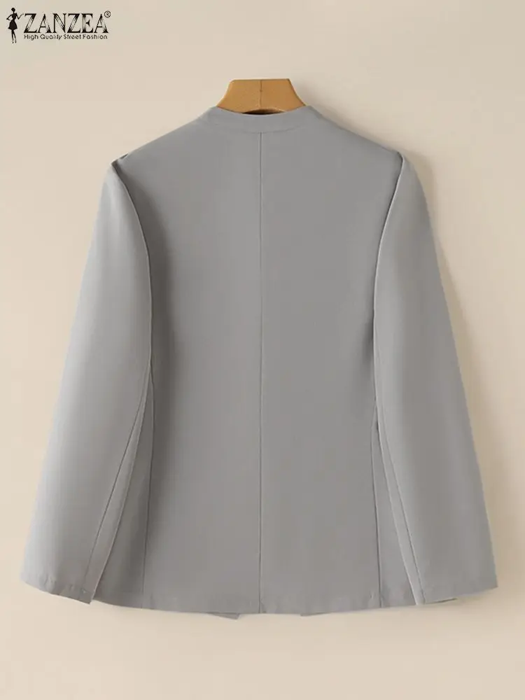 Donna Outwears ZANZEA autunno Cardigan donna Blazer Solid OL abiti da lavoro giacche moda Casual scollo a V manica lunga cappotti sottili 5