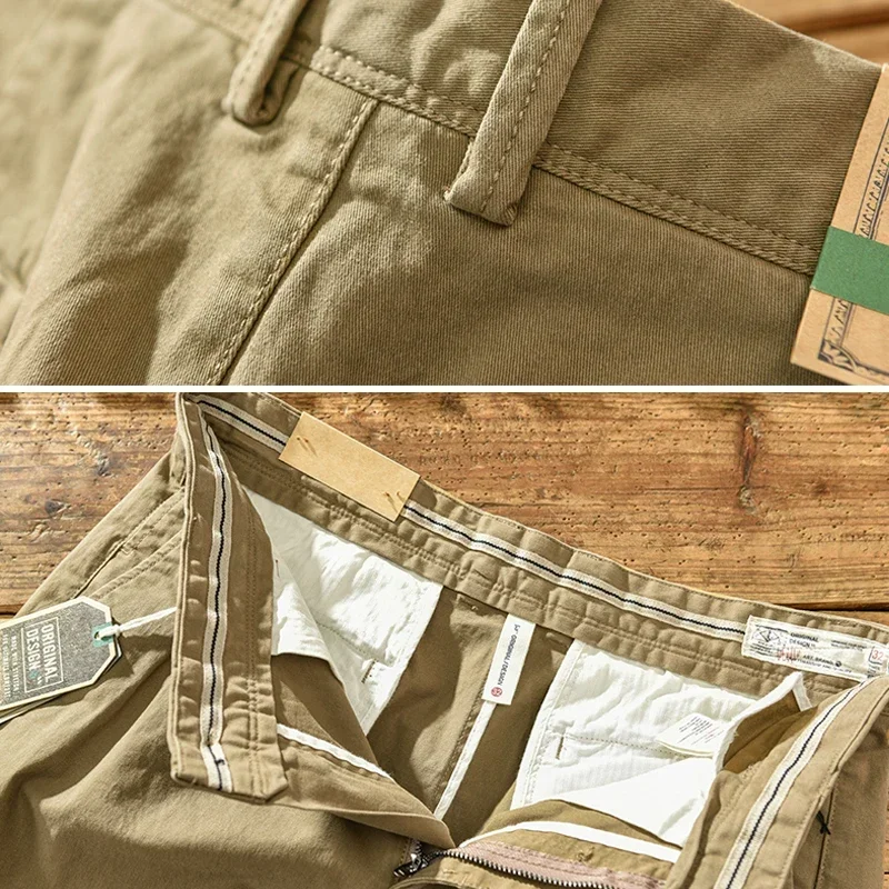 HIQOR 2024 Primavera Autunno Uomo Puro Cotone Uomini Pantaloni Cargo Stile Coreano Maschio Casual Cintura Allentata Metà di Vita Uomo Pantaloni Più Il Formato 38 6