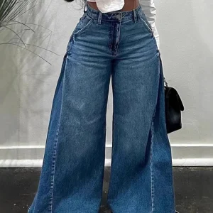 CM.YAYA Donna Streetwear Moda Denim lavato Pantaloni larghi Jeans 2025 Autunno Inverno Allentato Safari Style Cargo Harem Hip Hop Jean 1