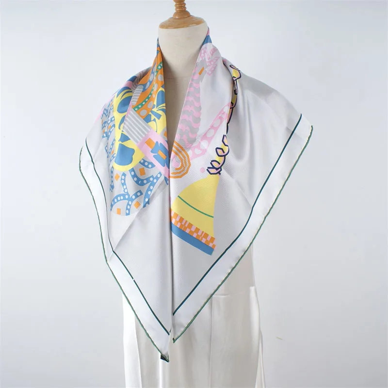 2025 Primavera Sciarpa di seta 100% Scialle Moda stampata Sciarpe di seta reale Fazzoletto da collo per donna 6