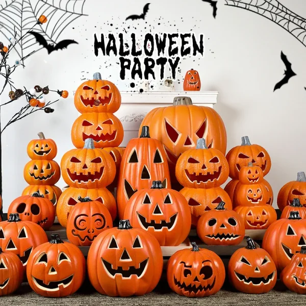Decorazioni per zucca incandescente di Halloween Decorazioni per feste a casa a tema festival alimentate a batteria con triplo strato illuminato a LED 5