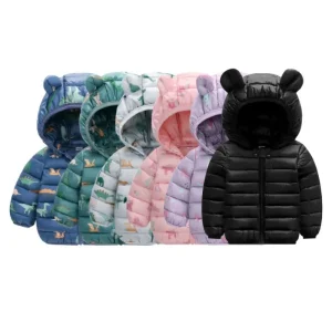 Piumino leggero per bambini Ragazzo Ragazza Bambino Cartone animato Dinosauro Capispalla Cappotto con cappuccio Autunno Inverno Abbigliamento Regali di compleanno di Natale 1