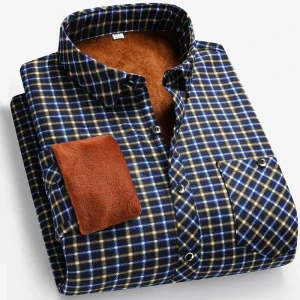 Camicia a maniche lunghe foderata in pile da uomo Autunno Inverno Business Casual Comodo non stirabile Top versatile per uomo 2025 1