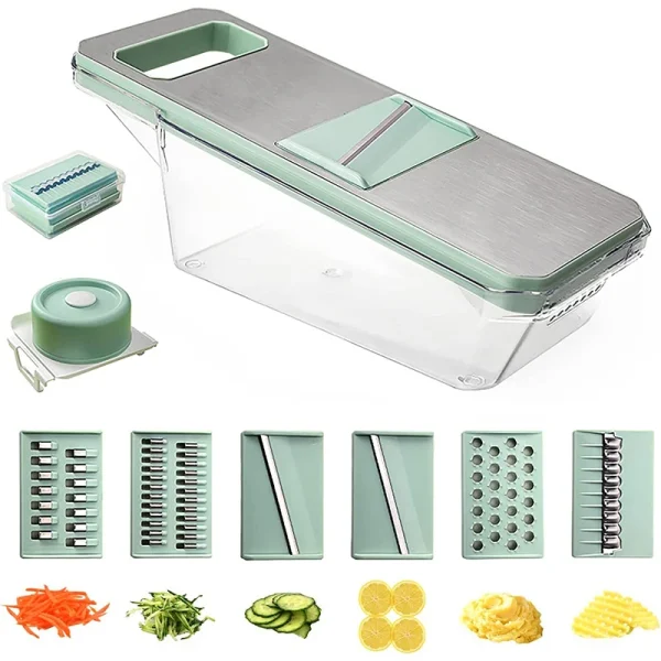 LMETJMA 6 in 1 Affettatrice di Verdure Mandolina Affettatrice di Verdure con 6 Lame Intercambiabili Affettatrice di Verdure Julienne Trituratore JT105 1