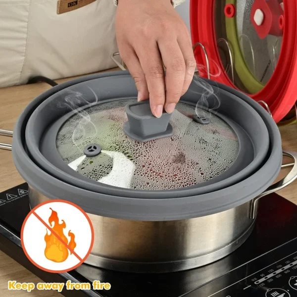 Copertura per schizzi a microonde coperchio in vetro coperchio di protezione per schizzi Silicone pieghevole per coperchio per pentole per alimenti coperchio per piatti 10.5in utensili da cucina 3