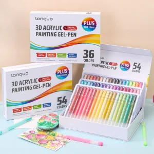 Languo Set di penne gel per pittura acrilica con effetto tridimensionale Punta da 1,0 mm Cancelleria Kawaii Penna da disegno a colori per studenti Rifornimenti d'arte 1