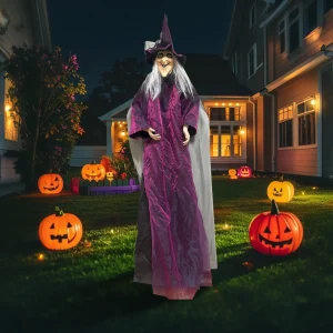 Strega parlante di Halloween con occhi sonori e luminosi Strega animatronica spettrale Decorazioni per feste di Halloween Puntelli spaventosi per la casa stregata 1